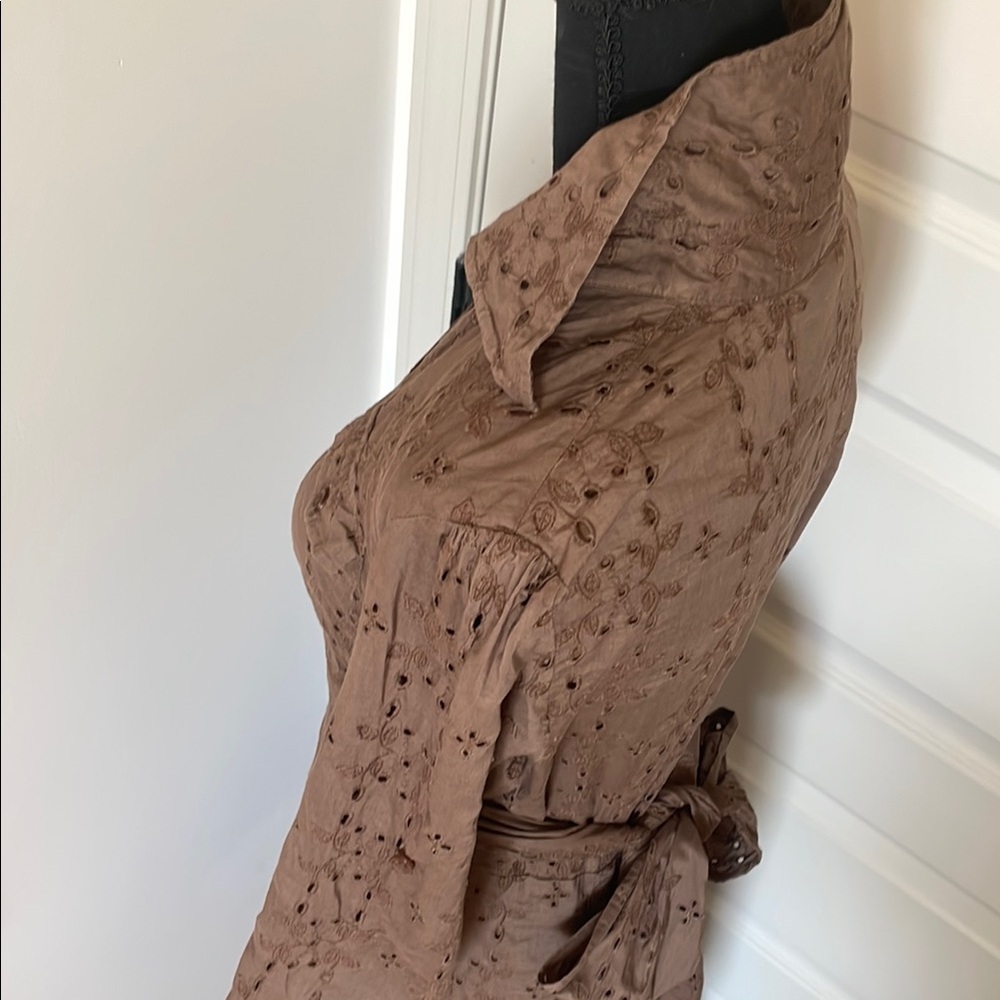 CAbi Faux Wrap Dress Floral Brown Sz 6 - Picture 3 of 13